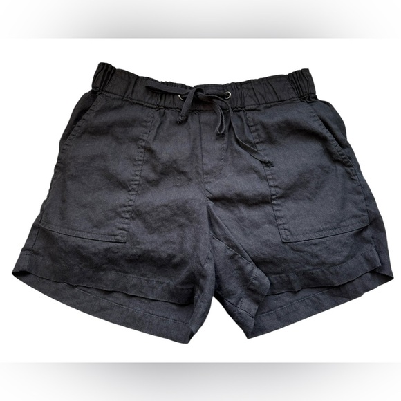 KUT From The Kloth Linen Blend Carpenter Shorts Size Medium Black - Picture 1 of 4